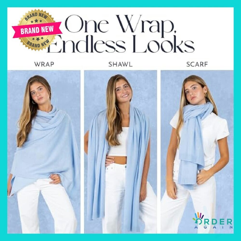 Luxury Cashmere Wool Blend Knitted Wrap Shawl Elegant Chic All-Season - Picture 7 of 8